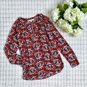 LOFT Red Floral Blouse